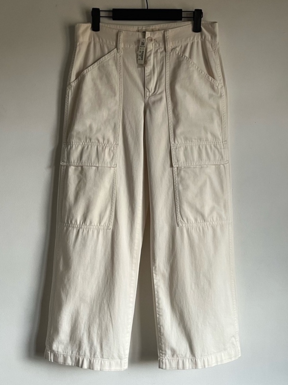 NWT Madewell Belted Slouchy Straight Cargo Pants 26P 26 Petite Ivory $138 NS505